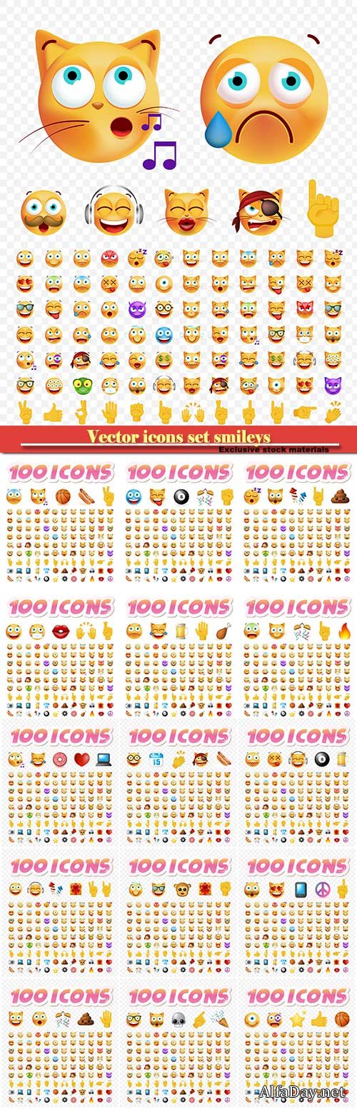 Vector icons set smileys