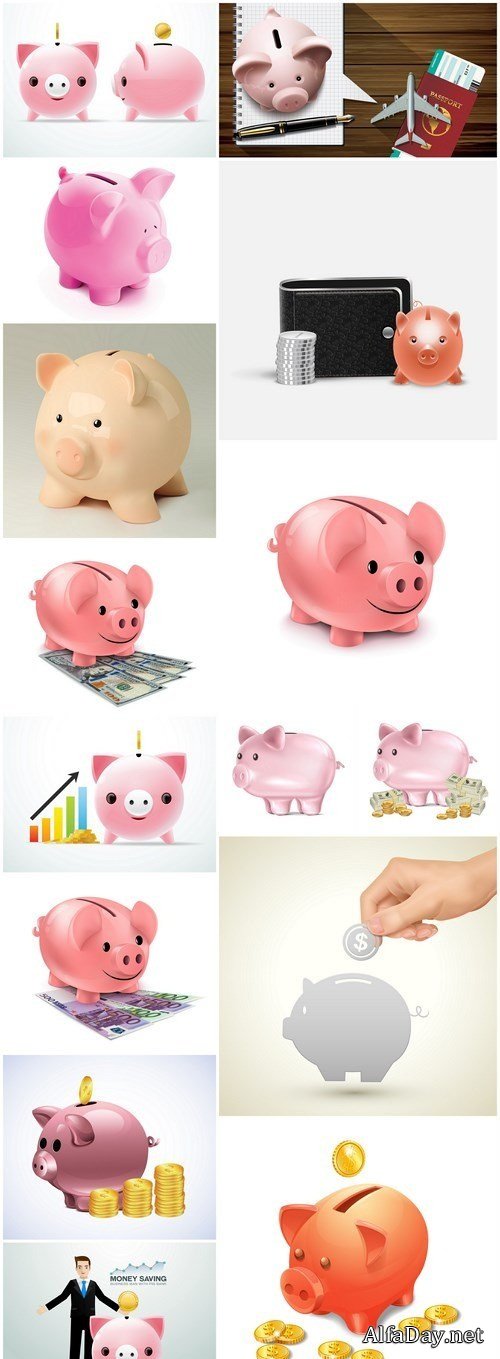 Piggy Bank - 15 Vector