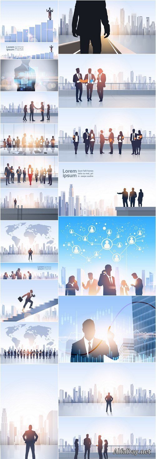 Business People Group Silhouettes - 20 Vector