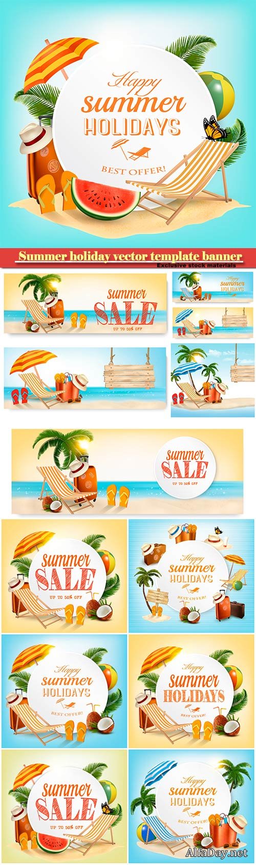 Summer holiday vector template banner
