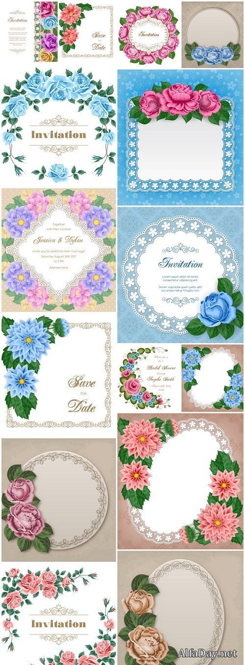 Painted Floral Backgrounds #2 - 15 Vector