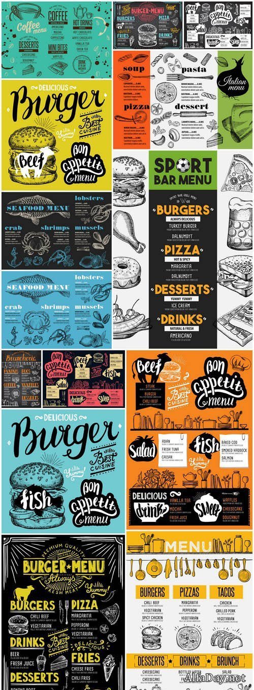 Menu Design Element #5 - 14 Vector