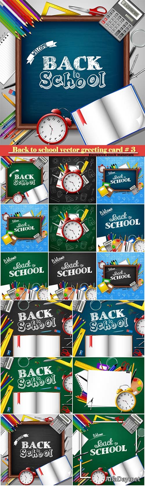 Back to school vector greeting card # 3