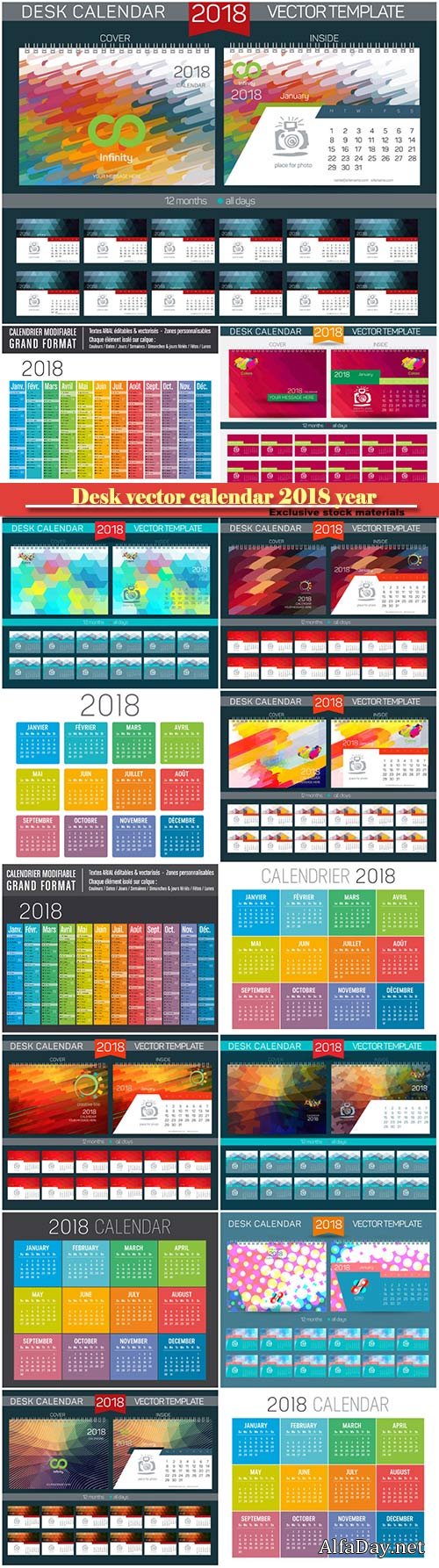 Desk vector calendar design templatefor 2018 year # 6