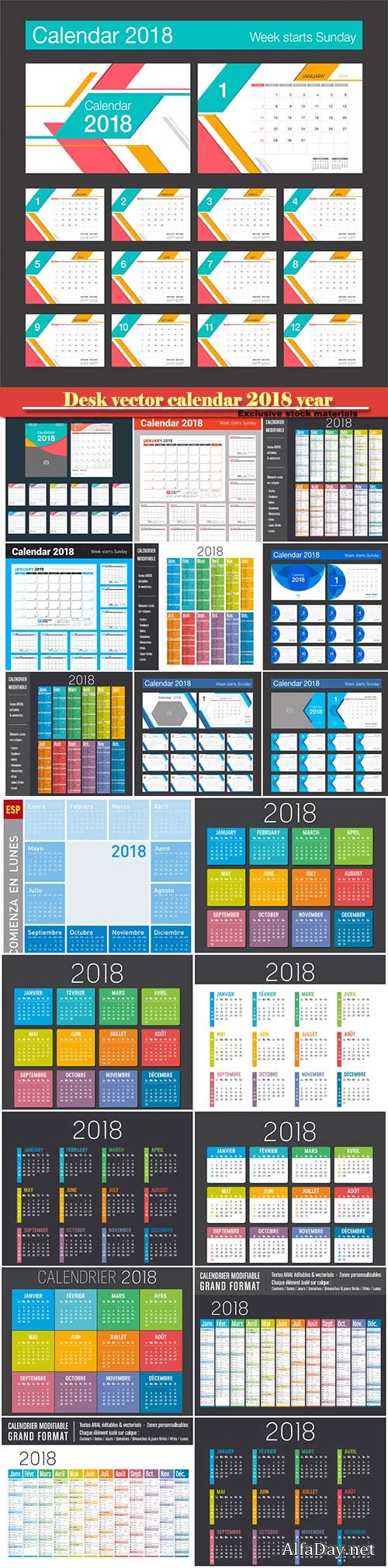 Desk vector calendar design templatefor 2018 year # 7
