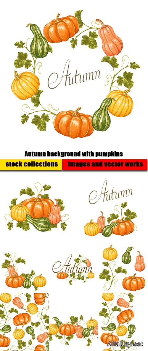 Autumn background with pumpkins