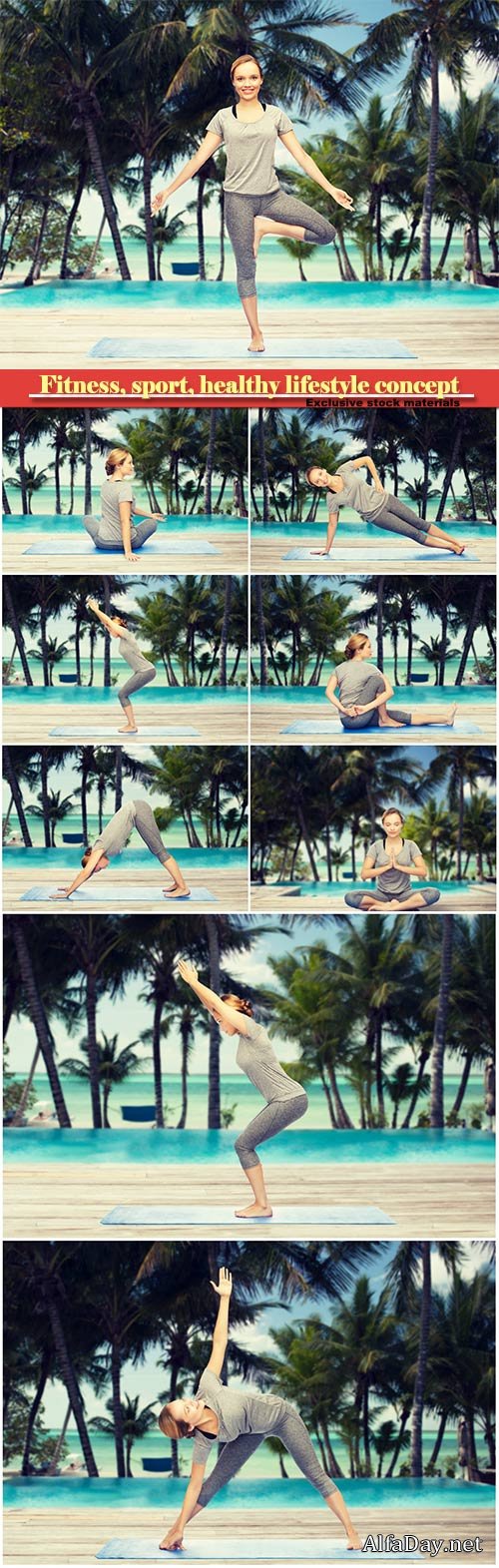 Fitness, sport, healthy lifestyle concept, woman making yoga