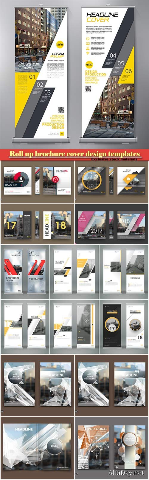 Roll up brochure cover design templates