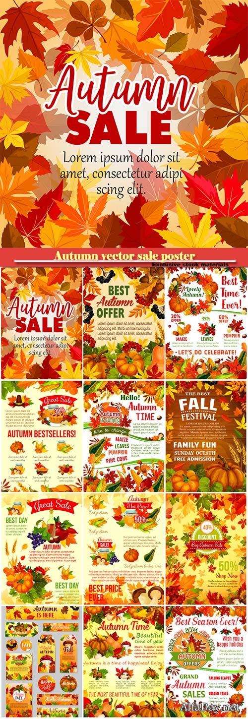 Autumn vector sale poster for seasonal shopping