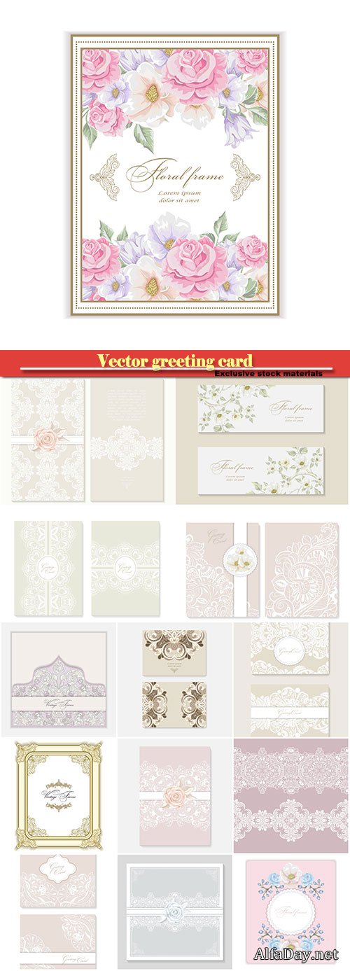 Vector greeting card with flowers for wedding, birthday and other holidays