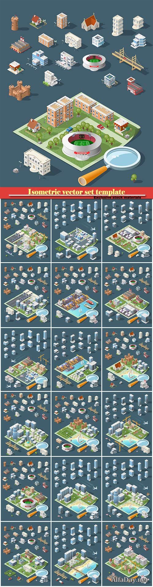 Isometric vector set template
