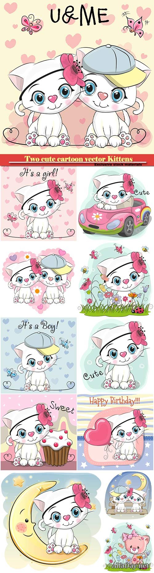 Two cute cartoon vector Kittens
