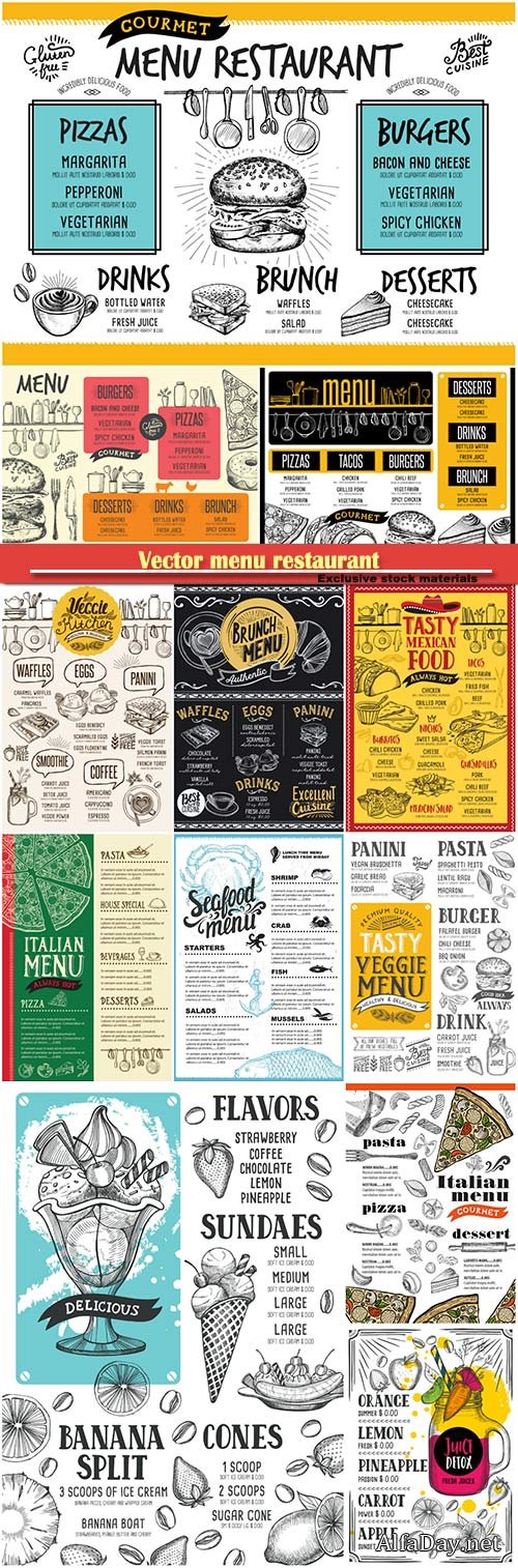 Vector menu restaurant, food template