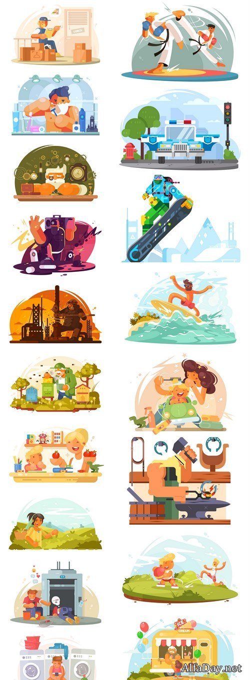 Creative Flat Illustration #5 - 18 Vector