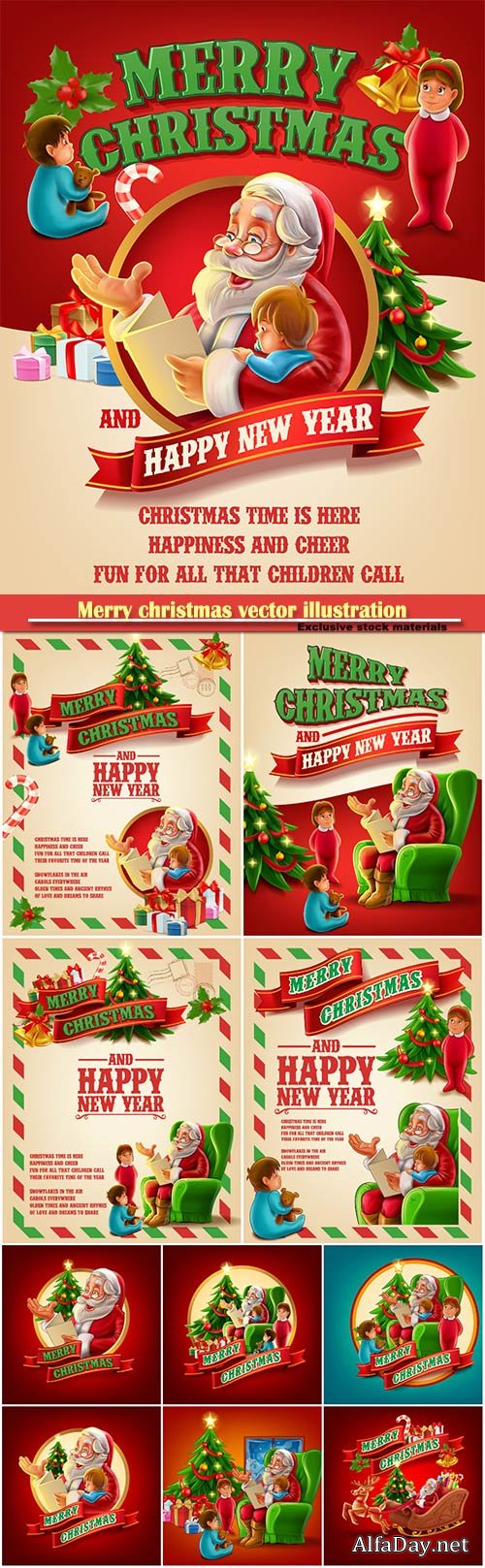 Merry christmas vector illustration, santa claus