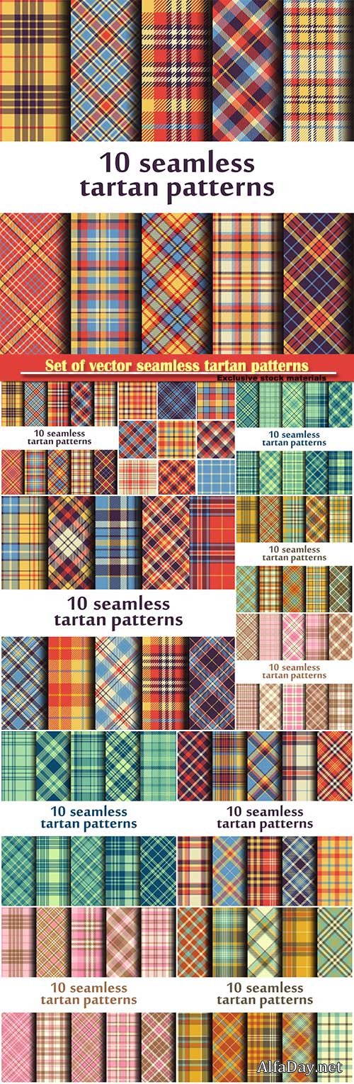 Set of vector seamless tartan patterns