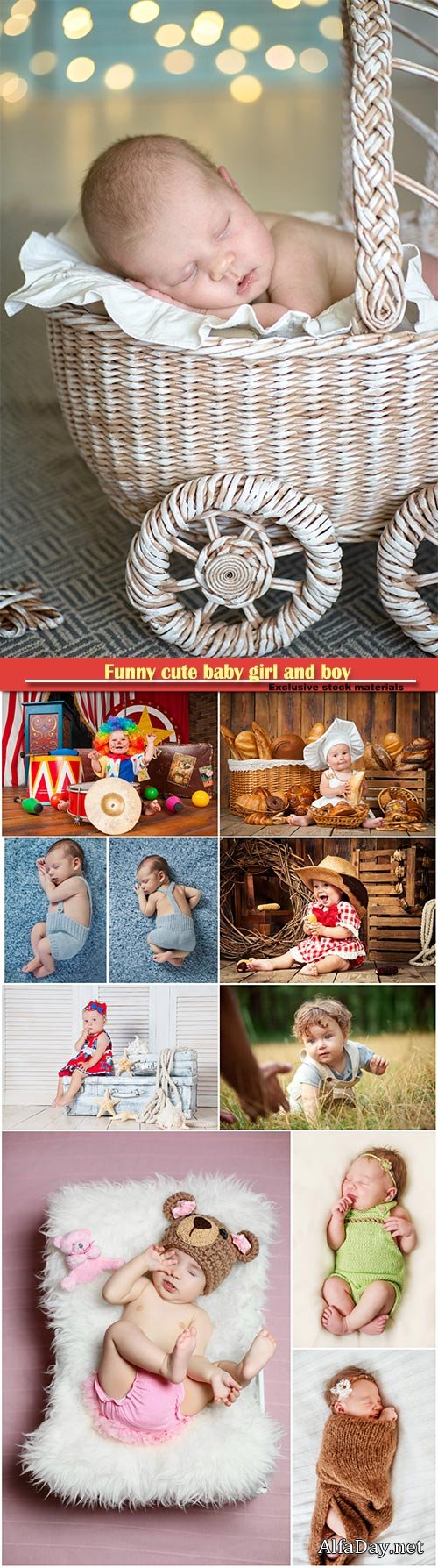 Funny cute baby girl and boy