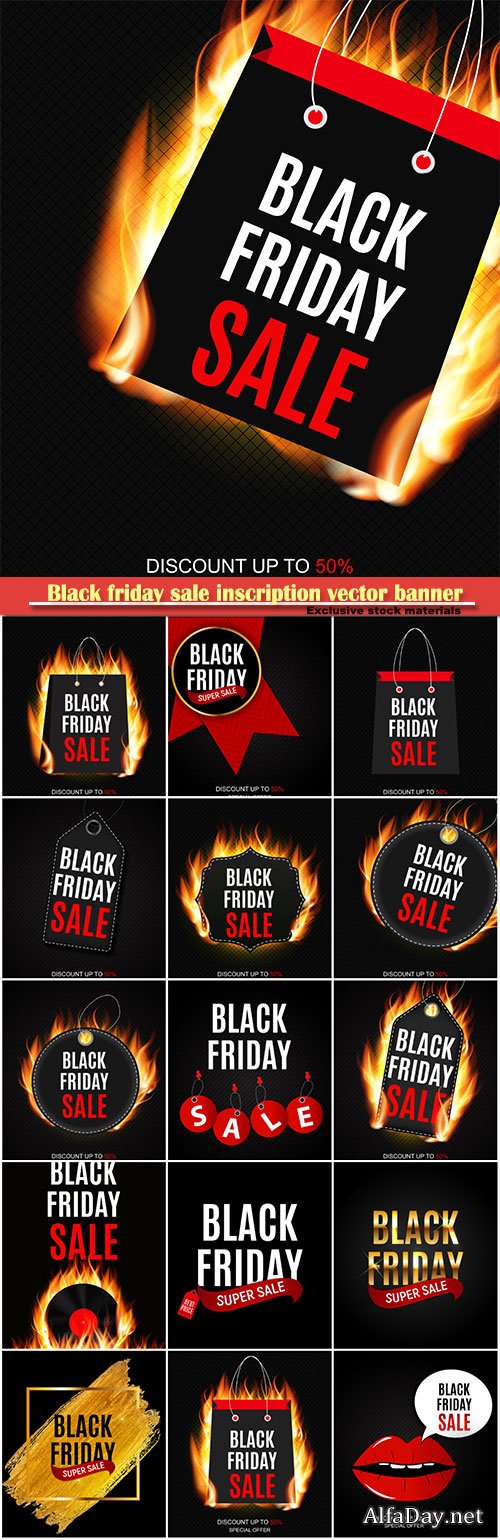 Black friday sale inscription vector banner design template