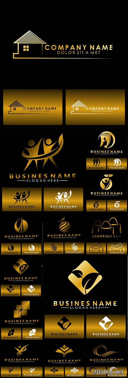 Abstract gold logos creative design collection 26