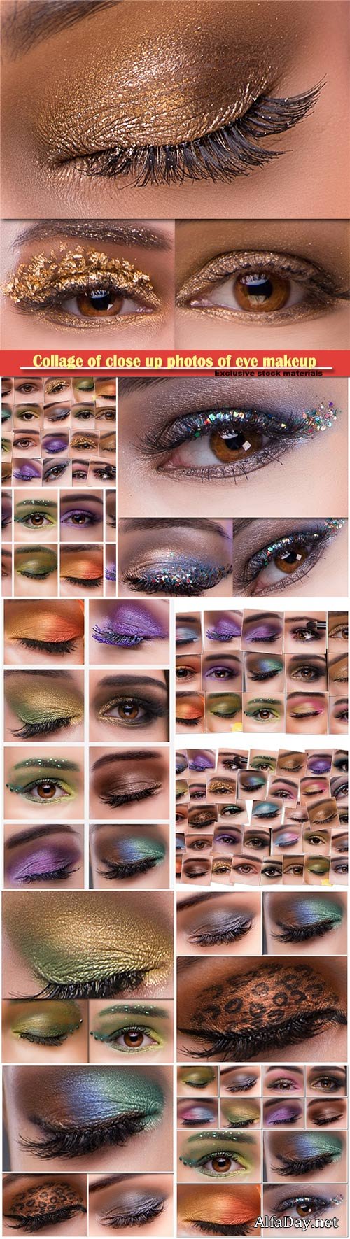 Collage of close up photos of eye makeup