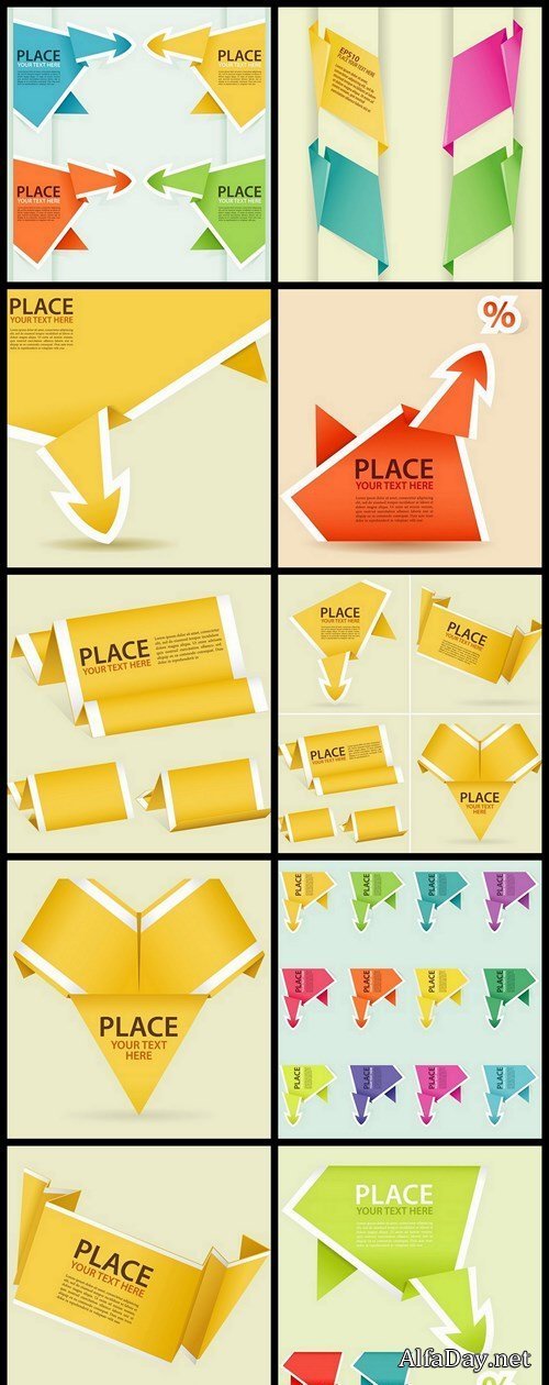 Paper Origami Banner - 10 Vector