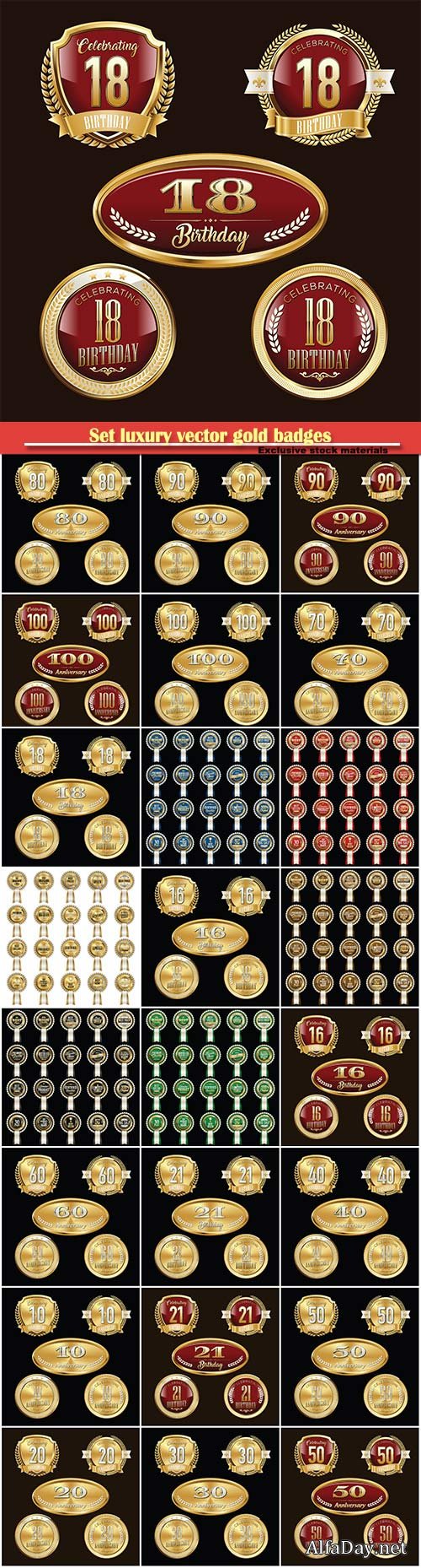 Set luxury vector gold badges