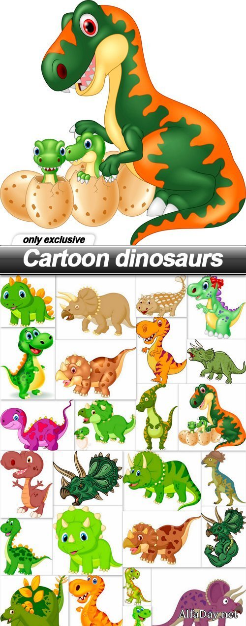 Cartoon dinosaurs - 25 EPS
