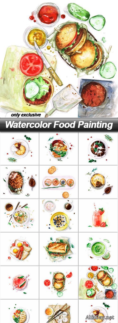 Watercolor Food Painting - 17 UHQ JPEG