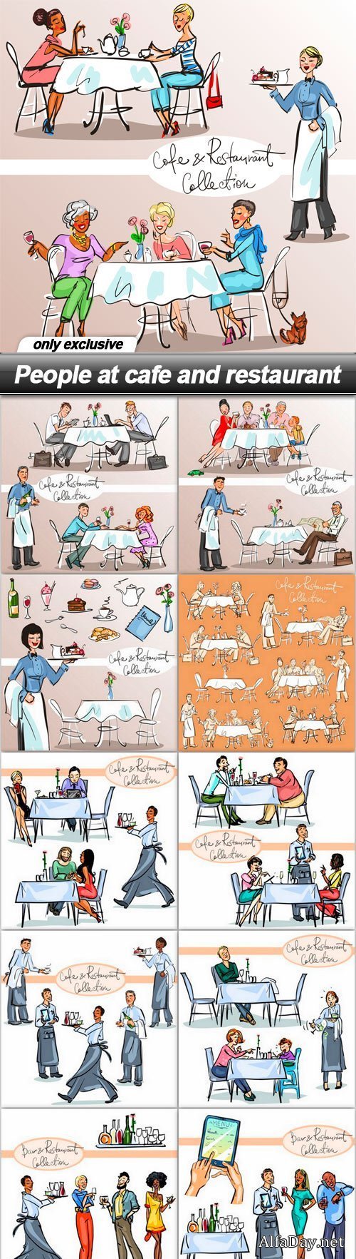 People at cafe and restaurant - 11 EPS