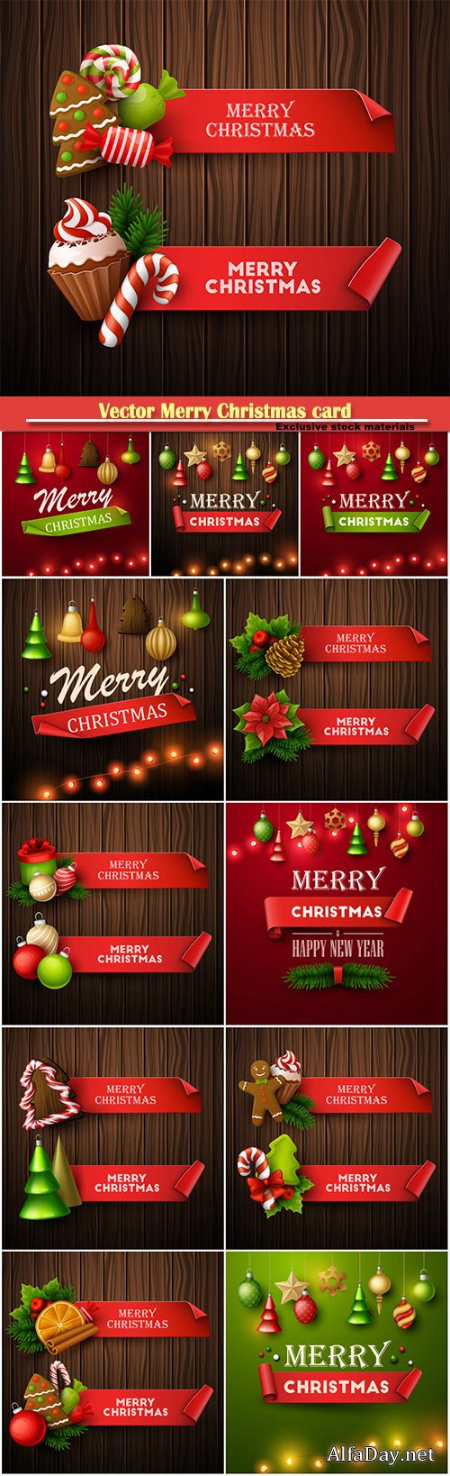 Vector Merry Christmas card and holiday banner