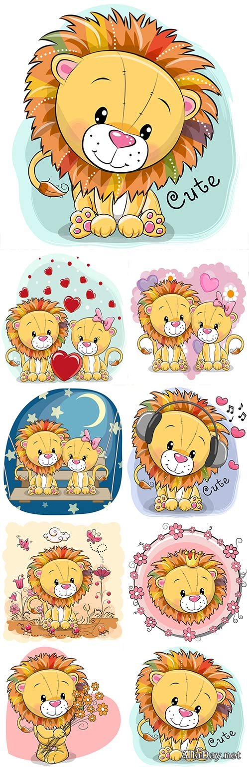 Little lion cartoon an illustration for design birthday