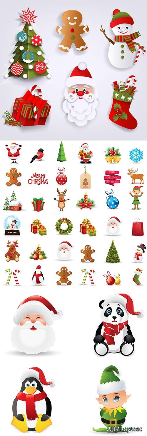 Christmas and New Year symbols holiday elements