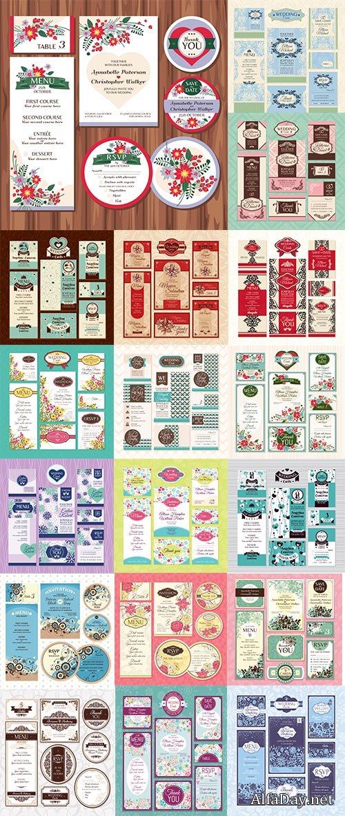 Wedding Cards Collection - 25 Vector
