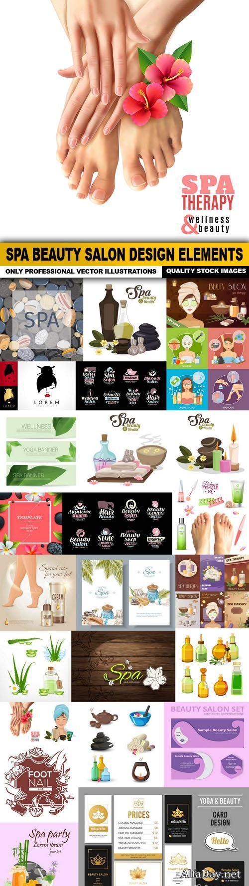 Spa Beauty Salon Design Elements - 25 Vector