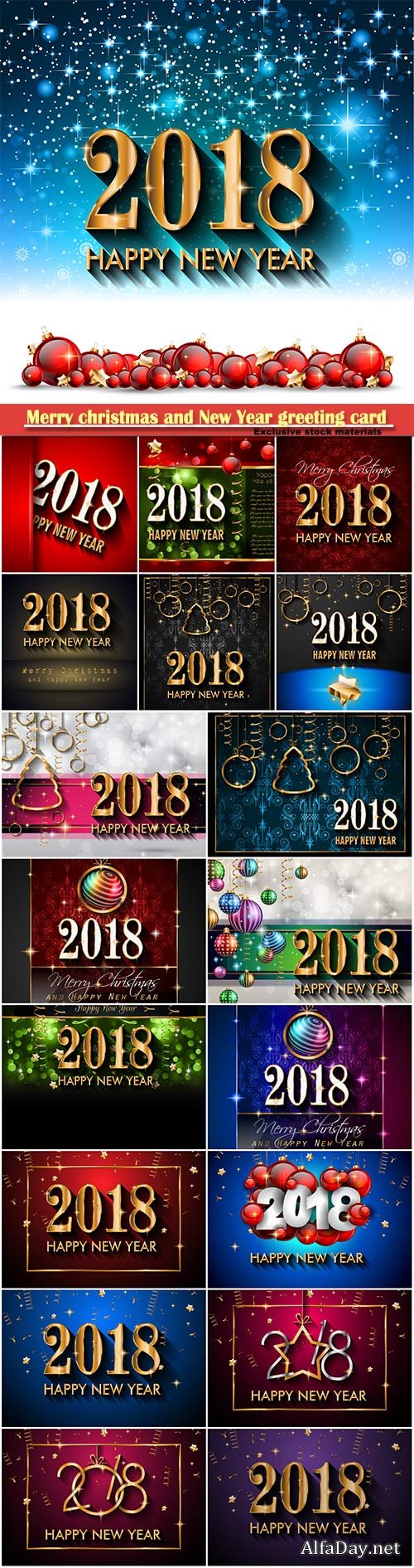 Merry christmas and New Year greeting card vector # 21