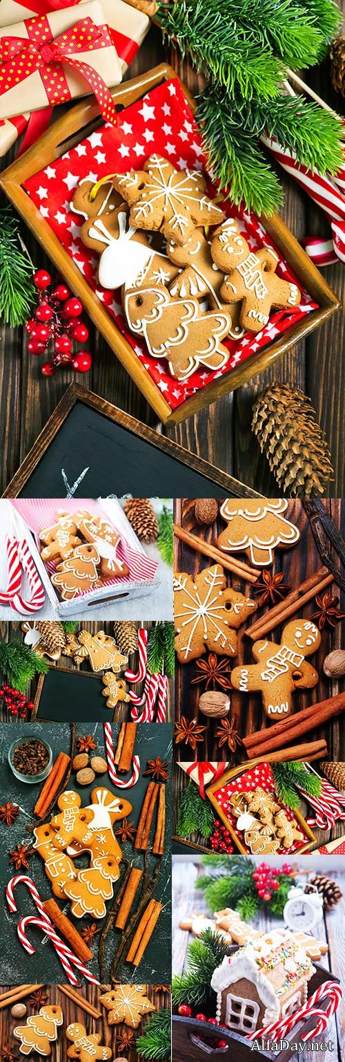 Christmas dessert gingerbread and decorative accessories