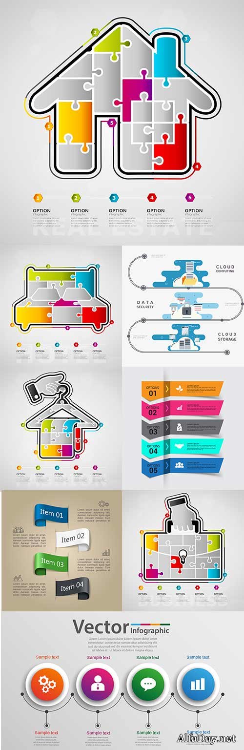 Modern business infographics elements collection 298