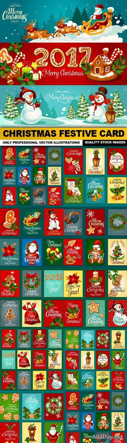 Christmas Festive Card - 10 Vector