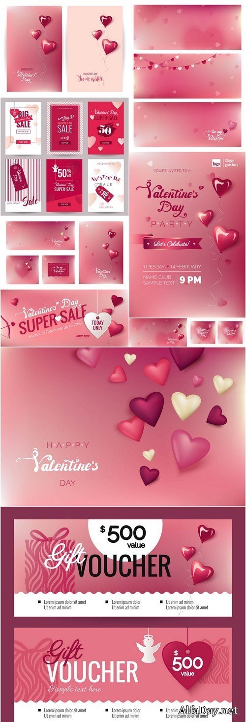 Valentine Day Background Card - 10 Vector