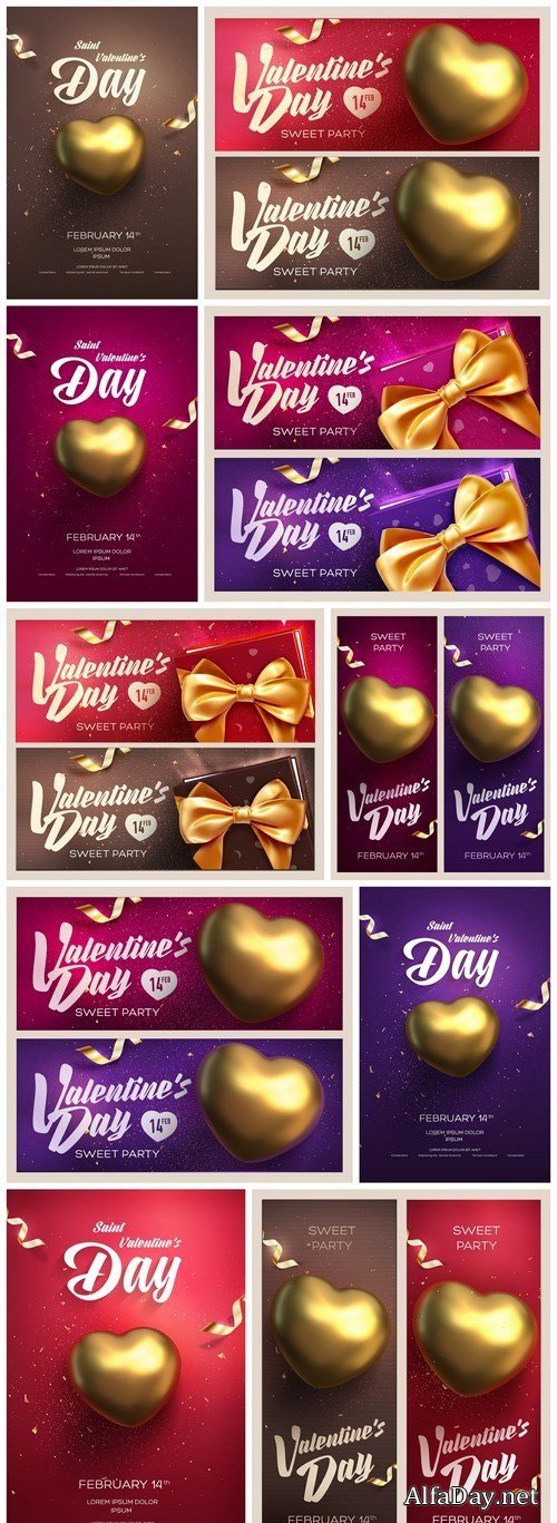 Valentine Day Banners Background - 10 Vector