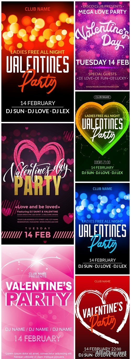 Valentine Party Poster - 7 Vector