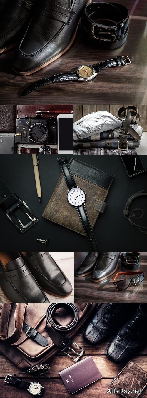 Male fashion elegant style leather shoes and accessories 2