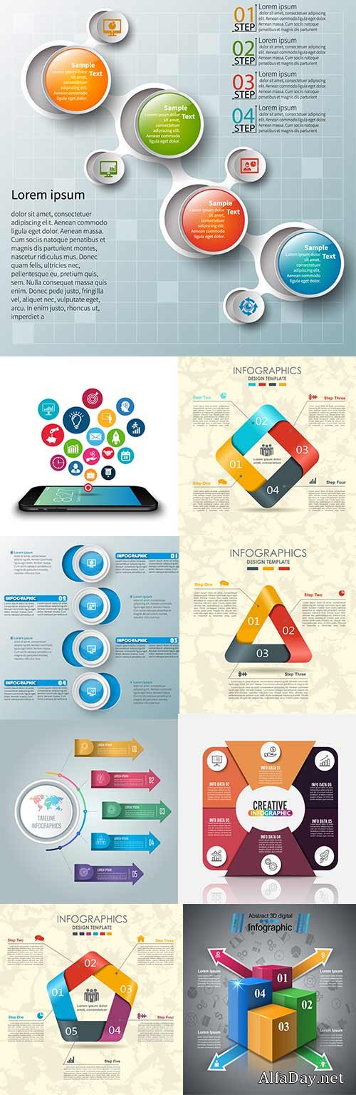 Modern business infographics elements collection 299