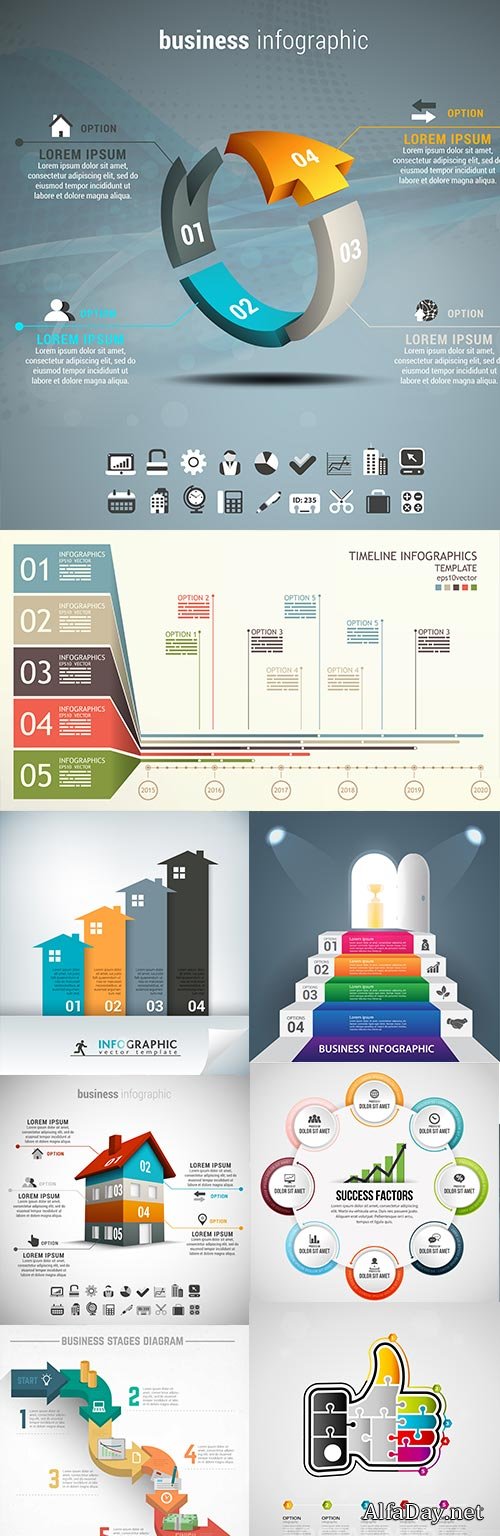 Modern business infographics elements collection 300