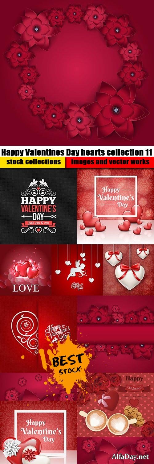 Happy Valentines Day hearts collection 11