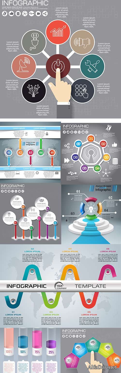 Modern business infographics elements collection 301