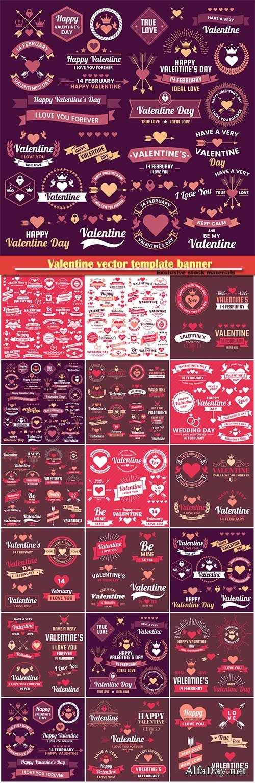 Valentine vector template banner background for banner
