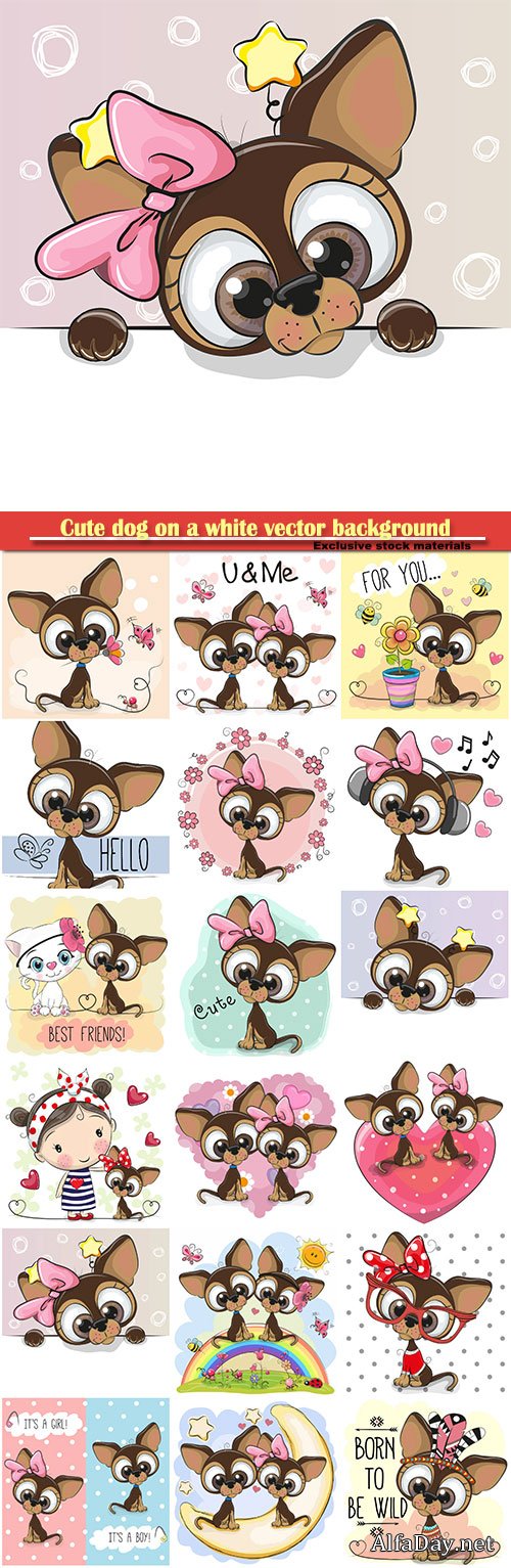 Cute dog on a white vector background