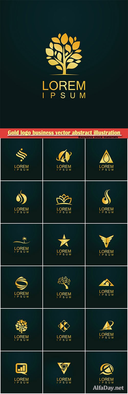 Gold logo business vector abstract illustration # 38