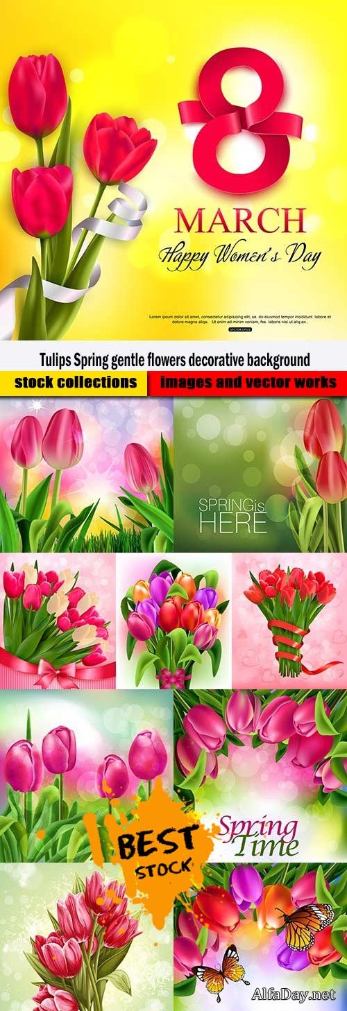 Tulips Spring gentle flowers decorative background